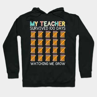 My Teacher Survived 100 Days Of Me Funny School Teacher Kids Hoodie